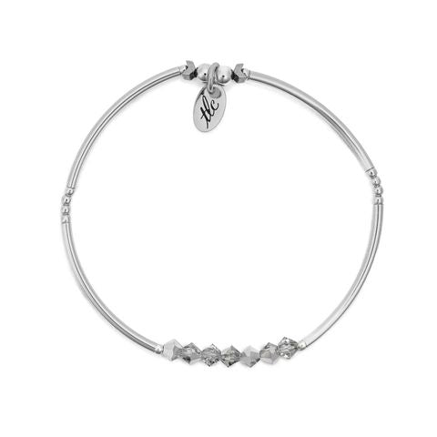 Born to Sparkle - Silver Crystal & Sterling Silver Stretch Bangle