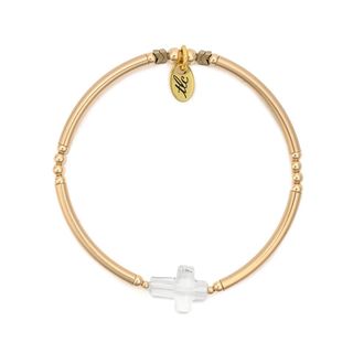 Precious Blessing - Crystal Cross & Gold Filled Stretch Bangle
