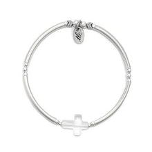 Load image into Gallery viewer, Precious Blessing - Crystal Cross &amp; Sterling Silver Stretch Bangle
