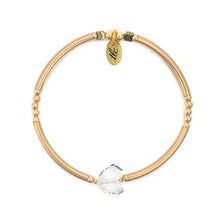 Load image into Gallery viewer, Pretty Heart - Crystal &amp; Gold Filled Stretch Bangle
