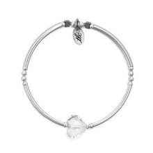 Load image into Gallery viewer, Pretty Heart - Crystal &amp; Sterling Silver Stretch Bangle
