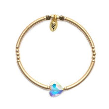 Load image into Gallery viewer, Pretty Heart - Iridescent Crystal &amp; Gold Filled Stretch Bangle
