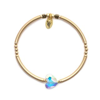Pretty Heart - Iridescent Crystal & Gold Filled Stretch Bangle