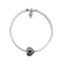Load image into Gallery viewer, Pretty Heart - Midnight Crystal &amp; Sterling Silver Stretch Bangle
