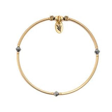 Load image into Gallery viewer, Sweet &amp; Lovely - Midnight Crystal &amp; Gold Filled Stretch Bangle

