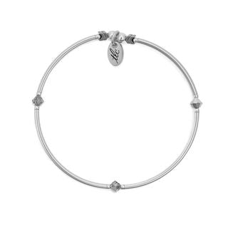 Sweet & Lovely - Silver Crystal & Sterling Silver Stretch Bangle
