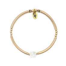Load image into Gallery viewer, Treasure - Crystal Cube &amp; Gold Filled Stretch Bangle
