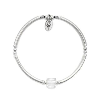 Treasure - Crystal Cube & Sterling Silver Stretch Bangle