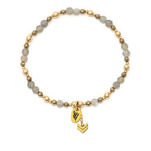 Load image into Gallery viewer, Labradorite &amp; Gold Design Stretch Bracelet
