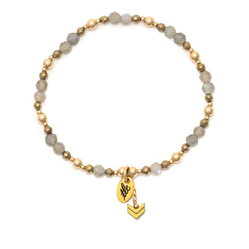 Labradorite & Gold Design Stretch Bracelet