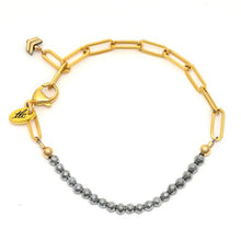 Load image into Gallery viewer, Dainty Silver Hematite &amp; Gold Linked Chain Bracelet
