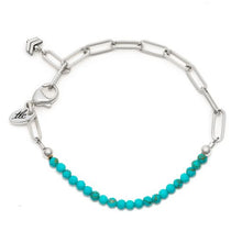 Load image into Gallery viewer, Dainty Turquoise &amp; Silver Linked Chain Bracelet
