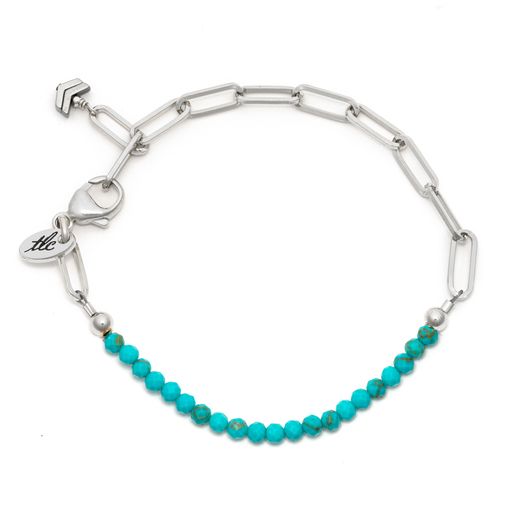 Dainty Turquoise & Silver Linked Chain Bracelet