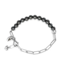 Load image into Gallery viewer, Hematite &amp; Silver Linked Chain Bracelet
