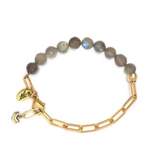 Load image into Gallery viewer, Labradorite &amp; Gold Linked Chain Bracelet
