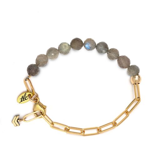 Labradorite & Gold Linked Chain Bracelet