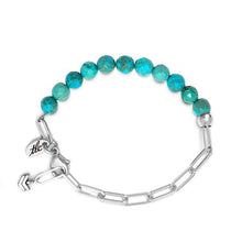 Load image into Gallery viewer, Turquoise &amp; Silver Linked Chain Bracelet
