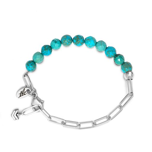 Turquoise & Silver Linked Chain Bracelet