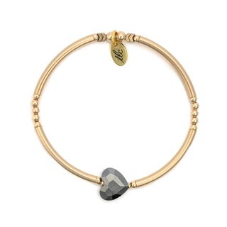Pretty Heart - Midnight Crystal & Gold Filled Stretch Bangle