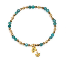 Load image into Gallery viewer, Apatite &amp; Gold Design Stretch Bracelet
