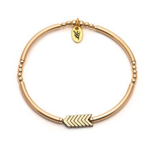 Load image into Gallery viewer, Contemporary Gold Chevron Stretch Bangle
