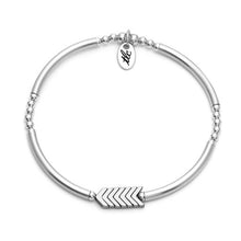 Load image into Gallery viewer, Contemporary Silver Chevron Stretch Bangle
