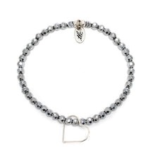 Load image into Gallery viewer, Follow Your Heart - Silver Hematite Stretch Bracelet
