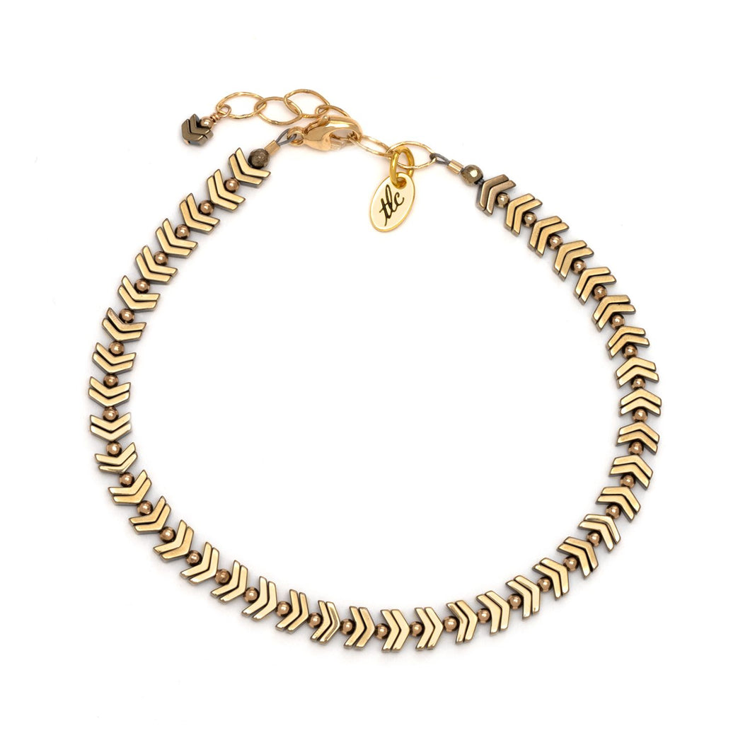 Gold Chevron Classic Anklet