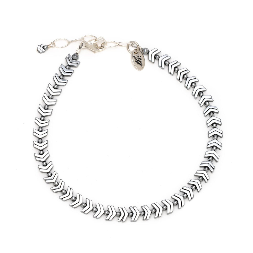 Silver Chevron Classic Anklet