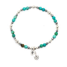 Load image into Gallery viewer, Turquoise &amp; Silver Design Stretch Bracelet
